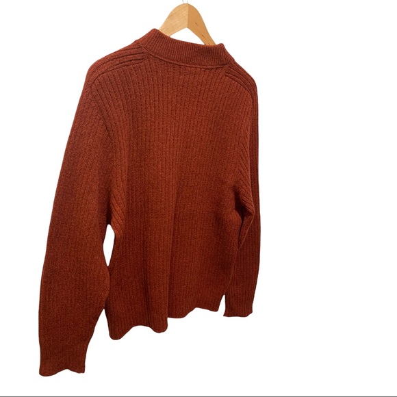 ROBERT BRUCE RUSTIC ORANGE RIBBED SHETLAND WOOL BLEND LONG SLEEVE SWEATER SZ MED - Picture 8 of 14